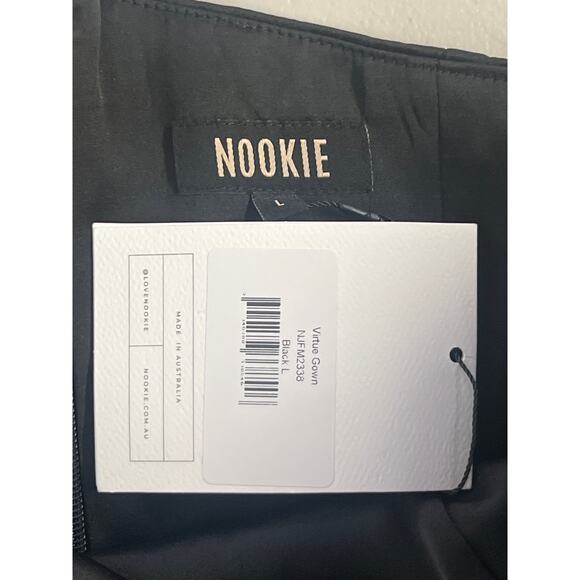 NWT Nookie Sz L Virtue Black One Shoulder Thigh High Slit Evening Cocktail Gown - Picture 6 of 6